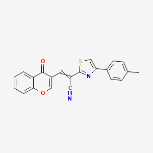 molecular formula C22H14N2O2S B1334302 (E)-2-[4-(4-methylphenyl)-1,3-thiazol-2-yl]-3-(4-oxo-4H-chromen-3-yl)-2-propenenitrile 