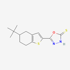 molecular formula C14H18N2OS2 B1334308 5-(5-Tert-butyl-4,5,6,7-tetrahydro-1-benzothien-2-yl)-1,3,4-oxadiazole-2-thiol CAS No. 885460-60-6