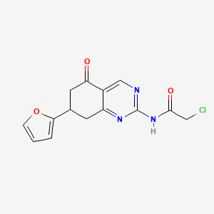 molecular formula C14H12ClN3O3 B1334401 2-氯-N-[7-(2-呋喃基)-5-氧代-5,6,7,8-四氢喹唑啉-2-基]乙酰胺 CAS No. 525581-28-6