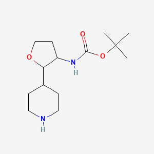 molecular formula C14H26N2O3 B13344044 tert-Butyl (2-(piperidin-4-yl)tetrahydrofuran-3-yl)carbamate 