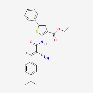 molecular formula C26H24N2O3S B13344445 Ethyl 2-(2-cyano-3-(4-isopropylphenyl)acrylamido)-5-phenylthiophene-3-carboxylate 