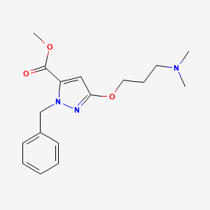 molecular formula C17H23N3O3 B13345068 Methyl 1-benzyl-3-(3-(dimethylamino)propoxy)-1H-pyrazole-5-carboxylate 