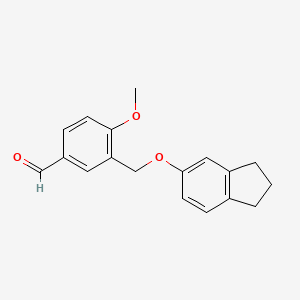 molecular formula C18H18O3 B1334516 3-[(2,3-dihydro-1H-inden-5-yloxy)methyl]-4-methoxybenzaldehyde CAS No. 438531-13-6