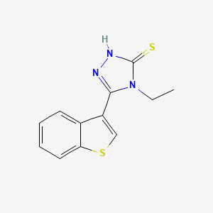 molecular formula C12H11N3S2 B1334564 5-(1-苯并噻吩-3-基)-4-乙基-4H-1,2,4-三唑-3-硫醇 CAS No. 438230-43-4
