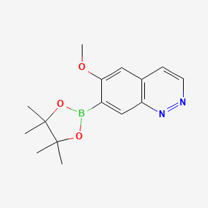 molecular formula C15H19BN2O3 B13345863 6-Methoxy-7-(4,4,5,5-tetramethyl-1,3,2-dioxaborolan-2-yl)cinnoline 
