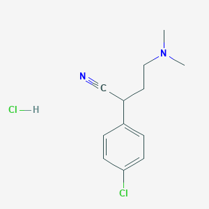 molecular formula C12H16Cl2N2 B13346042 2-(4-Chlorophenyl)-4-dimethylaminobutyronitrile Hydrochloride 