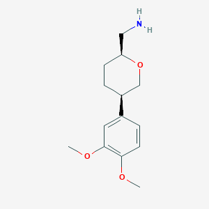 molecular formula C14H21NO3 B13346192 ((2S,5R)-5-(3,4-Dimethoxyphenyl)tetrahydro-2H-pyran-2-yl)methanamine 