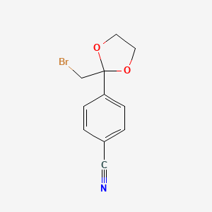 molecular formula C11H10BrNO2 B1334648 4-[2-(溴甲基)-1,3-二氧戊环-2-基]苯甲腈 CAS No. 60207-22-9