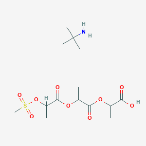 molecular formula C14H27NO9S B13346690 2-Methylpropan-2-amine 2-((2-((2-((methylsulfonyl)oxy)propanoyl)oxy)propanoyl)oxy)propanoate 