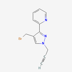 molecular formula C12H10BrN3 B13347271 2-(4-(bromomethyl)-1-(prop-2-yn-1-yl)-1H-pyrazol-3-yl)pyridine 