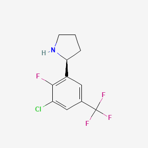 molecular formula C11H10ClF4N B13347424 (S)-2-(3-Chloro-2-fluoro-5-(trifluoromethyl)phenyl)pyrrolidine 