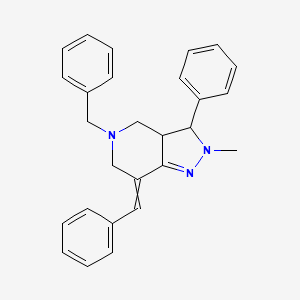 molecular formula C27H27N3 B1334764 5-benzyl-2-methyl-3-phenyl-7-[(E)-phenylmethylidene]-3,3a,4,5,6,7-hexahydro-2H-pyrazolo[4,3-c]pyridine 