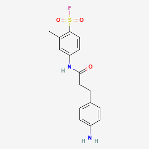 molecular formula C16H17FN2O3S B13347826 4-(3-(4-Aminophenyl)propanamido)-2-methylbenzene-1-sulfonyl fluoride CAS No. 28321-29-1