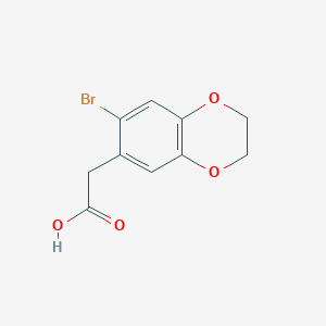 molecular formula C10H9BrO4 B1334783 (7-Bromo-2,3-dihydro-1,4-benzodioxin-6-yl)acetic acid CAS No. 98947-00-3