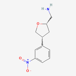 molecular formula C11H14N2O3 B13347921 ((2S,4R)-4-(3-Nitrophenyl)tetrahydrofuran-2-yl)methanamine 