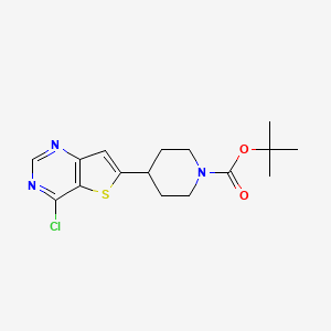molecular formula C16H20ClN3O2S B13348179 tert-Butyl 4-(4-chlorothieno[3,2-d]pyrimidin-6-yl)piperidine-1-carboxylate 