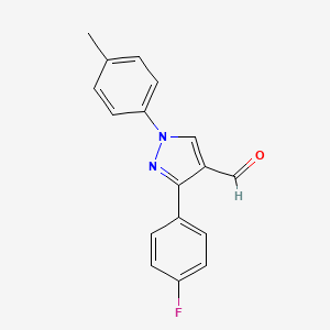 molecular formula C17H13FN2O B1334837 3-(4-氟苯基)-1-对甲苯基-1H-吡唑-4-甲醛 CAS No. 618098-45-6