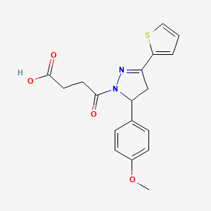 molecular formula C18H18N2O4S B1334884 4-[5-(4-Methoxy-phenyl)-3-thiophen-2-yl-4,5-dihydro-pyrazol-1-yl]-4-oxo-butyric acid CAS No. 332390-97-3