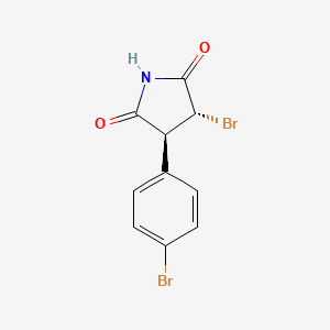 molecular formula C10H7Br2NO2 B13350005 (3R,4S)-3-bromo-4-(4-bromophenyl)pyrrolidine-2,5-dione 