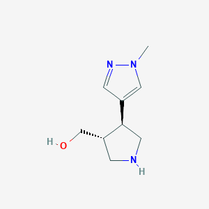 molecular formula C9H15N3O B13350092 Rel-((3R,4S)-4-(1-methyl-1H-pyrazol-4-yl)pyrrolidin-3-yl)methanol 