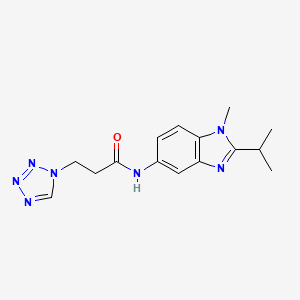 molecular formula C15H19N7O B13351451 N-(2-isopropyl-1-methyl-1H-benzimidazol-5-yl)-3-(1H-tetraazol-1-yl)propanamide 