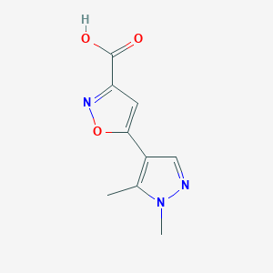 molecular formula C9H9N3O3 B1335157 5-(1,5-Dimethyl-1H-pyrazol-4-yl)-isoxazole-3-carboxylic acid CAS No. 957312-71-9
