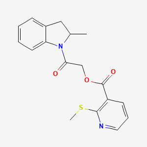 molecular formula C18H18N2O3S B13351741 2-(2-Methylindolin-1-yl)-2-oxoethyl 2-(methylthio)nicotinate 