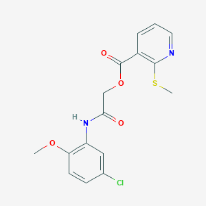 molecular formula C16H15ClN2O4S B13352046 2-((5-Chloro-2-methoxyphenyl)amino)-2-oxoethyl 2-(methylthio)nicotinate 