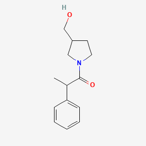 molecular formula C14H19NO2 B13352288 1-(3-(Hydroxymethyl)pyrrolidin-1-yl)-2-phenylpropan-1-one 