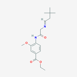 molecular formula C18H26N2O4 B13352504 Benzoic acid, 4-[[2-[(E)-(3,3-dimethylbutylidene)amino]acetyl]amino]-3-methoxy-, ethyl ester 
