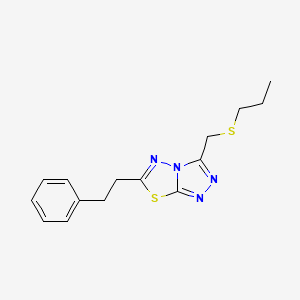 molecular formula C15H18N4S2 B13352562 6-(2-Phenylethyl)-3-[(propylsulfanyl)methyl][1,2,4]triazolo[3,4-b][1,3,4]thiadiazole 