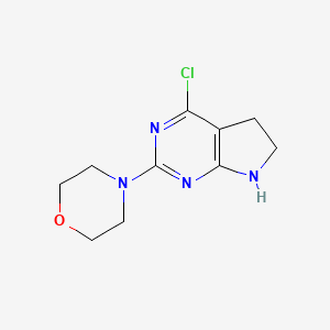 molecular formula C10H13ClN4O B13352646 4-Chloro-2-morpholin-4-yl-6,7-dihydro-5H-pyrrolo[2,3-d]pyrimidine 