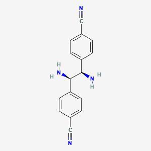 molecular formula C16H14N4 B13352717 4,4'-((1R,2R)-1,2-Diaminoethane-1,2-diyl)dibenzonitrile 