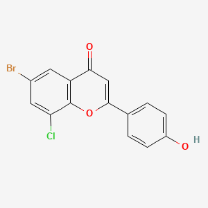 molecular formula C15H8BrClO3 B13352748 6-Bromo-8-chloro-2-(4-hydroxyphenyl)-4H-chromen-4-one 