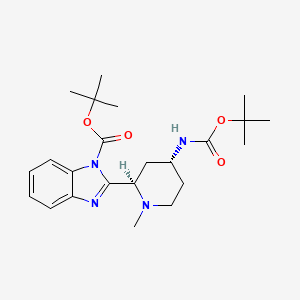 molecular formula C23H34N4O4 B13352812 tert-butyl 2-((2R,4R)-4-((tert-butoxycarbonyl)amino)-1-methylpiperidin-2-yl)-1H-benzo[d]imidazole-1-carboxylate 