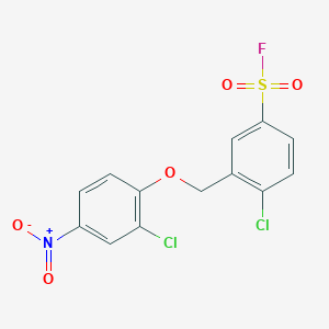 molecular formula C13H8Cl2FNO5S B13352944 Benzenesulfonylfluoride, 4-chloro-3-[(2-chloro-4-nitrophenoxy)methyl]- CAS No. 30885-48-4