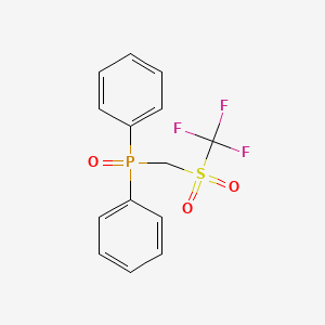 molecular formula C14H12F3O3PS B13352983 Diphenyl(((trifluoromethyl)sulfonyl)methyl)phosphine oxide 