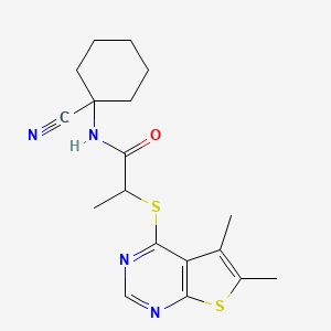 molecular formula C18H22N4OS2 B13352999 N-(1-Cyanocyclohexyl)-2-((5,6-dimethylthieno[2,3-d]pyrimidin-4-yl)thio)propanamide 