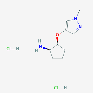 molecular formula C9H17Cl2N3O B13353316 Rel-(1R,2S)-2-((1-methyl-1H-pyrazol-4-yl)oxy)cyclopentan-1-amine dihydrochloride 