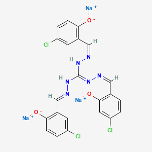molecular formula C22H14Cl3N6Na3O3 B13353457 Sodium 4-chloro-2-((Z)-(2-((E)-((Z)-2-(4-chloro-2-oxidobenzylidene)hydrazinyl)((E)-(5-chloro-2-oxidobenzylidene)hydrazono)methyl)hydrazono)methyl)phenolate 