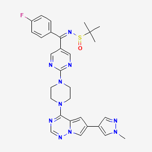 molecular formula C29H31FN10OS B13353624 (Z)-N-((4-Fluorophenyl)(2-(4-(6-(1-methyl-1H-pyrazol-4-yl)pyrrolo[2,1-f][1,2,4]triazin-4-yl)piperazin-1-yl)pyrimidin-5-yl)methylene)-2-methylpropane-2-sulfinamide 