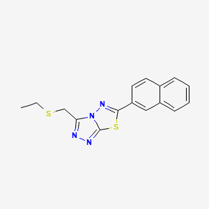 molecular formula C16H14N4S2 B13353714 3-[(Ethylsulfanyl)methyl]-6-(naphthalen-2-yl)[1,2,4]triazolo[3,4-b][1,3,4]thiadiazole 