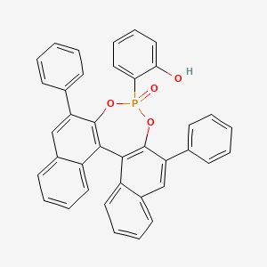 molecular formula C38H25O4P B13354199 2-(13-oxo-10,16-diphenyl-12,14-dioxa-13λ5-phosphapentacyclo[13.8.0.02,11.03,8.018,23]tricosa-1(15),2(11),3,5,7,9,16,18,20,22-decaen-13-yl)phenol 