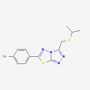 molecular formula C13H13BrN4S2 B13354221 6-(4-Bromophenyl)-3-[(isopropylsulfanyl)methyl][1,2,4]triazolo[3,4-b][1,3,4]thiadiazole 