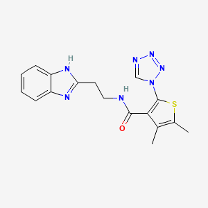 molecular formula C17H17N7OS B13354227 N-[2-(1H-benzimidazol-2-yl)ethyl]-4,5-dimethyl-2-(1H-tetraazol-1-yl)-3-thiophenecarboxamide 