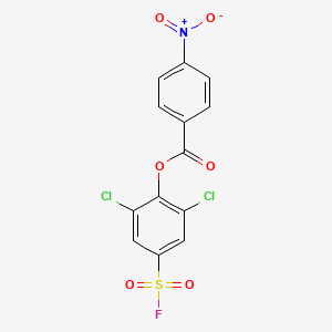 molecular formula C13H6Cl2FNO6S B13354260 Benzenesulfonylfluoride, 3,5-dichloro-4-[(4-nitrobenzoyl)oxy]- CAS No. 23379-34-2