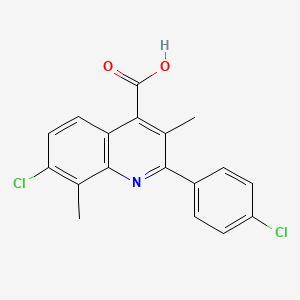 molecular formula C18H13Cl2NO2 B1335432 7-Chloro-2-(4-chlorophenyl)-3,8-dimethylquinoline-4-carboxylic acid CAS No. 862785-62-4