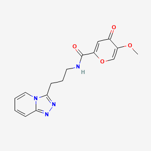 molecular formula C16H16N4O4 B13354452 5-methoxy-4-oxo-N-(3-[1,2,4]triazolo[4,3-a]pyridin-3-ylpropyl)-4H-pyran-2-carboxamide 