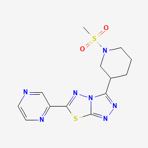 molecular formula C13H15N7O2S2 B13354471 3-[1-(Methylsulfonyl)-3-piperidinyl]-6-(2-pyrazinyl)[1,2,4]triazolo[3,4-b][1,3,4]thiadiazole 
