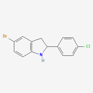 molecular formula C14H11BrClN B1335450 5-Bromo-2-(4-chlorophenyl)indoline 